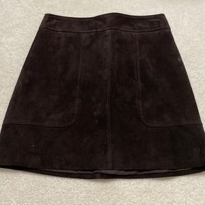 Real suede leather skirt